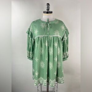 💚 3445. Baby Doll Tie Front Mini Dress